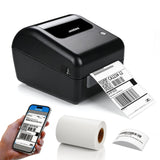 Bluetooth Thermal Shipping Label Printer with Built-in Label Bin, Wireless 4x6 Label Printer for iPhone, Android, Windows & Mac, Includes 50 Labels, Works with USPS, UPS, Amazon, Etsy, Shopify, Black