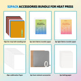 Auto Heat Press Machine for T Shirts - 15x15，52 Pcs Heat Press Accessories & More HTVRONT