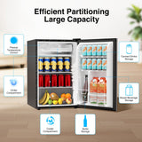 Kismile 4.41Cu.Ft Fridge with Freezer Compact Refrigerator Single Door Mini Fridge Adjustable Thermostat, Energy Saving (Black)