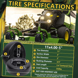 Wiltire 11x4.00-5 Flat Free Tire and Wheel (2 Pack),Universal 11x4-5 Solid Smooth Tractor Turf Tire with Rim, 3.4" Centered Hub and 3/4" & 5/8" Bushing, For Zero Turn Mowers and Riding Lawn Mower