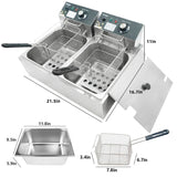 Deep Fryer with Basket, 3400w 9.1Qt Oil Tank / 4Qt Basket x 2, Stainless Steel Countertop Electric Fryer for Home and Commercial Use, Oil Fryer with Temperature Control and Double Overheat Protection