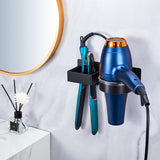 YAYINLI Hair Straightener Holder Wall, Blow Dryer Holder Wall Mounted Hairdryer Holder for Bathroom, Hair Tools Organizer & Storage Curling Iron Holder, Salon Hair Dryer Holder (Black)