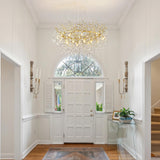 kvtinmty 16-Light Modern Large Crystal Chandelier for Dining Room, 48" Round Gold Crystal Tree Branche Chandelier, Living Room Crystal Chandelier, Crystal Chandeliers for High Ceiling,Entryway,Foyer