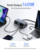 Selore 13-in-1 Laptop Docking Station with 2.26" LCD Display, 160W Max Output, Dual 4K HDMI, 10Gbps USB A/C Ports