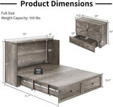 LUXOAK Full Murphy Cabinet Bed with with Storage & Charging Station