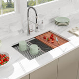 Beslend 30 Undermount Kitchen Sink - 30x19 Double Bowl Kitchen Sinks Workstation 16 Gauge Stainless Steel Sink Low Divide Double Basin 50/50