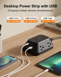 VOGVAMSIN Desk Clamp Power Strip, 6 AC, 2 USB-C & 2 USB-A, 1440J, 10FT Cord