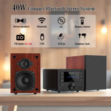 WISCENT Bluetooth Stereo System 40W for Home, CD Player with Wireless Streaming, MP3/USB/Audio in/FM Radio, Powerful Home Audio Sound System