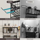 Magheo Hair Dryer Holder Wall Mounted, Adheisve Hair Styling Tool Organizer for hair Brush/Appliance Wall Mount with 5 Tier Shelf Basket Hooks Blow Dryer and Straightener Holder for Bathroom(Black)