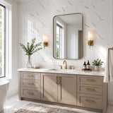 Qorqeous Carrara White Marble Peel and Stick Wallpaper, Glossy Texture Vinyl Wall Panels, Waterproof Renter Friendly, 23.6" x 394", TV Accent Wall, Bathroom, Foyer, Coffee Shop Decor