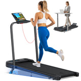Foldable Treadmill with 10% Incline, 4 in 1 Compact Walking Pad Treadmill with Handle Bar for Home Small Spaces, 3.0HP Portable Quiet