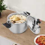 201 Stainless Steel Pressure Cooker, 60kpa Sealed Stewing Pot Cooking Cookware, Multi Protection Stovetop Pot Pressure Cooker for Home Kitchen Family Restaurant Boiling & Steaming Meals (9L/9.51 Qt)