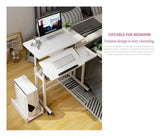 Portable Adjustable Desk Portable Computer Desk Mobile Lap Table Days Overbed Table Portable Laptop Mobile Computer Stand Desk Cart Tray Side Table for Home Office Living Room Bedroom (White)