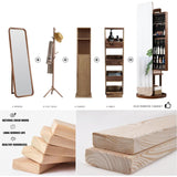 Hlixzoy B,Solid Wood Dressing Mirror Fitting Mirror Full Body Mirror Floor Mirror with Makeup Cabinet Hanger Integrated Storage Bedroom Home