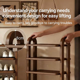 MKSDJIW 7-Tier Shoe Rack, 14 Pairs of Shoes, Made of Solid Wood, Tall Shoe Shelf with Removable Shelves, Suitable for Corners, Entryways, Wardrobes, and Doorways, (Walnut)