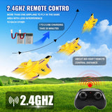 Yellow RC Plane for Kids Upgrade F-22 Raptor Fighter RC Airplane Remote Control Airplane Toys 2.4 GHZ Smart 6-axis Gyro Stabilizer RTF RC Jet Aircraft Easy to Fly Outdoor Toy RC Glider for Beginners
