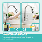 Touchless Kitchen Faucet with Pull Down Sprayer Brushed Nickel, Side Motion Sensor Kitchen Touchless Faucet with Water Line | Two Control Modes kicimpro