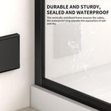 36" W x 73" H Shower Door, Shower Glass Panel for Open Walk-in Bathroom, Clear Tempered Glass Shower Screen,Matte Black Finish, No Need for Glue, 12 Grids
