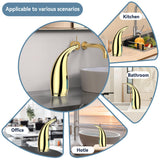 XZUO Automatic Soap Dispenser with Infrared Sensor - Adjustable 4-Level Touchless Hand Soap for Kitchen, Bathroom - Battery Operated Electric Dispenser, Durable Plastic, Smart Soap Holder (Gold)