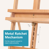 H-Frame Studio Easel, Artist Easel with Wheels and Storage Tray, Adjustable Floor Easel, Natural Somime