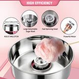 Professional Cotton Candy Machine - Commercial Electric Maker With Drawer & Large Stainless Steel Sugar Scoop- Fast Heat-Up - Perfect For Parties & Business,Pink W/Cart