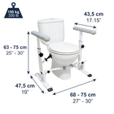 KMINA Toilet Safety Rails for Seniors, Heavy Duty Frame with Handles, Adjustable Height and Width, Handicap Grab Bars