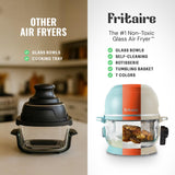Non Toxic Air Fryer™ - Glass AirFryer 5 Quart w/ 360 Visibility, Self-Cleaning, 400F Vortex Air Fryer for Even Cooking, BPA-Free Teflon Free, 9-in-1 Functions, Rotisserie, Roast, Bake, White