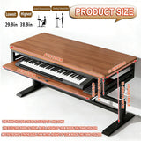 Height Adjustable Music Studio Desk with Keyboard Tray – Standing Computer Workstation with Cable Management, MIDI Shelf & Metal Legs for Recording, Production, Home Office(Walnut+Black,70in)