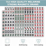 HUANGZHE Automatic American Mahjong Table (Including 152 Mahjong Tiles in Blue and Green), American Style, 42mm Size, Champagne Color, Easy to Install + 152 Numbered Mahjong Tiles（Easy to Install）