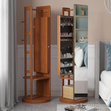 Hlixzoy B,Solid Wood Dressing Mirror Fitting Mirror Full Body Mirror Floor Mirror with Makeup Cabinet Hanger Integrated Storage Bedroom Home
