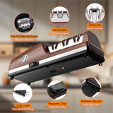 Replaceable Sharpener Electric Knife Sharpener, 3-Stage with 100% Diamond Abrasives & Precision Angle Guides, Kitchen Knife Sharpener with Sharpening and Polishing Function (Dark oak wood grain)