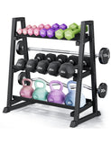 Leteuke Dumbbell Rack, 3 Tiers Heavy Duty Weight Rack for Home Gym, Trapezoidal Frame Space Saving Weight Storage Racks (1300LBS Capacity)
