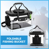 Shappy Foldable Fishing Bucket - 4 Gallon Lid Container Set with Air Pump, Multifunctional Live Bait Bucket with Aeration Hole for Outdoor Fishing & Moving, Battery Not Included