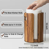 Wood Paper Towel Holder for Kitchen Countertop, Acacia Wooden Kitchen Towel Holder with Splash Guard, Handles & Weighted Non-Slip Base, Home Decor Essentials, for Kitchen, Bathroom,Apartment, RV