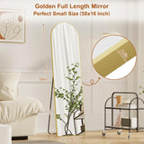 ZHUNFA Full Length Mirror,58" x16,3 in 1Full Length Mirror can Wall Mounted,Standing or Leaning,Full Body Mirrors with Aluminum Alloy Frame,Home Decor Gold