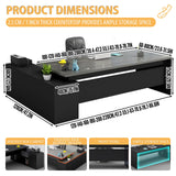 Executive L Shaped Office Desk, 1'' Thick Tabletop, Solid Wood Ecological Board, with Side cabinets and Wire Holes