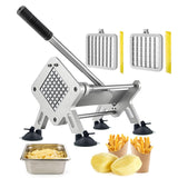 JXRLBHkuaj Professional French Fry Cutter, Heavy Duty Stainless Steel Potato Slicer with 1/2" & 3/8" Square Blades, Manual Veggie Cutter for Carrot/Cucumber/Onion, Commercial & Home Use, Silver JXR02