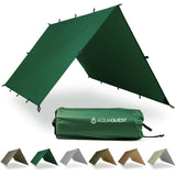 AquaQuest Safari Tarp – Lightweight Waterproof (5,000 mm) Seam-Taped Ripstop Rain Fly for Backpacking, Thru-Hiking & Hammock Camping – 20x13 Forester Green