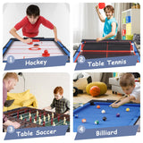 RAYKEEP 54" 4-in-1 Swivel Multi Game Table - Combo Game Table Set for Youth, Adults - Indoor and Outdoor Arcade Sports Table - Air Hockey, Billiards, Foosball, Ping Pong for Home, Game Room
