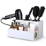 CANCRISELL Hair Tool Organizer for Bathroom Vanity – Blow Dryer Holder with Stainless Cups for Hair Dryer, Curling Iron & Straightener, Countertop Hot Tools Holder and Hair Tool Storage (WHITE)