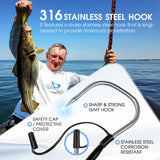 FISHAPPY Fishing Gaff Saltwater Fish Gaff with S316 Stainless Steel Fishing Hook Carbon Fiber Fishing Gaff 4'8''/ 7' (7' Gaff - 3'' Hook)