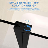 BoBliss 48" W x 58" H Bathtub Shower Door, Frameless Glass Shower Door with 1/4" (6mm) Clear Tempered Glass, Chrome Finish Shower Glass Doors for Bath Tub, 180° Rotatable Panel, Matte Black