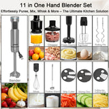 Handheld Immersion Blender Bundle, 1000W Powerful 12-in-1 Set for Smoothies,Orange Juicer,Minced meat,Milk frother,Egg Beater, Dough Hook, Vegetable Chopper, Potato Masher