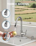 WEWE Touchless Kitchen Sink Faucet with Soap Dispenser, Single Handle Kitchen Faucets with Pull Down Sprayer Smart Motion Sensor Stainless Steel, Brushed Nickel