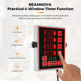 BEAMNOVA 4 Channel Digital Kitchen Timer with Loud Adjustable Alarm, Stainless Steel Commercial Cooking Timer for Restaurant, 0-99h Hours Minutes and Seconds Countdown