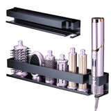 Hair Tool Organizer for Wall Mounted Curling Iron Holder, Hair Dryer Holder for Curling Iron Accessories Storage, Bathroom Hair Straightener Organizer for Hair Styler Attachments Storage (Black)