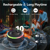 TECKNET Bluetooth Shower Speaker, IPX7 Waterproof Portable Wireless Speaker with RGB Light, BT 5.3, 10H Playtime, Built-in Mic, Suction Cup & TWS HD Stereo for Bath Beach Travel - Gift Ideas (Black)