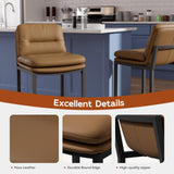 24" Brown Counter Height Bar Stools Set of 4, Double-Layer Seat