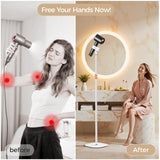 Hair Dryer Stand, 1.68M Height Adjustable Blow Dryers Holder, Ultra Stable Holder with 360° Rotating, Universal Clips, Work with All Dryer, Floor Dryer Stand for Salons or Home Use(White)