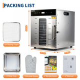 Takywep Digital Food Dehydrator Machine 10-Tray with Stainless Steel Trays, Adjustable Temperature Control & Timer, for Jerky, Herbs, Fruits, Vegetables, BPA-Free, Includes Recipe Book